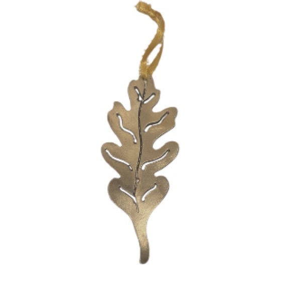 Handmade Brushed Steel Hanging Leaf 5” Long x 2” Wide Silver - Picture 3 of 4